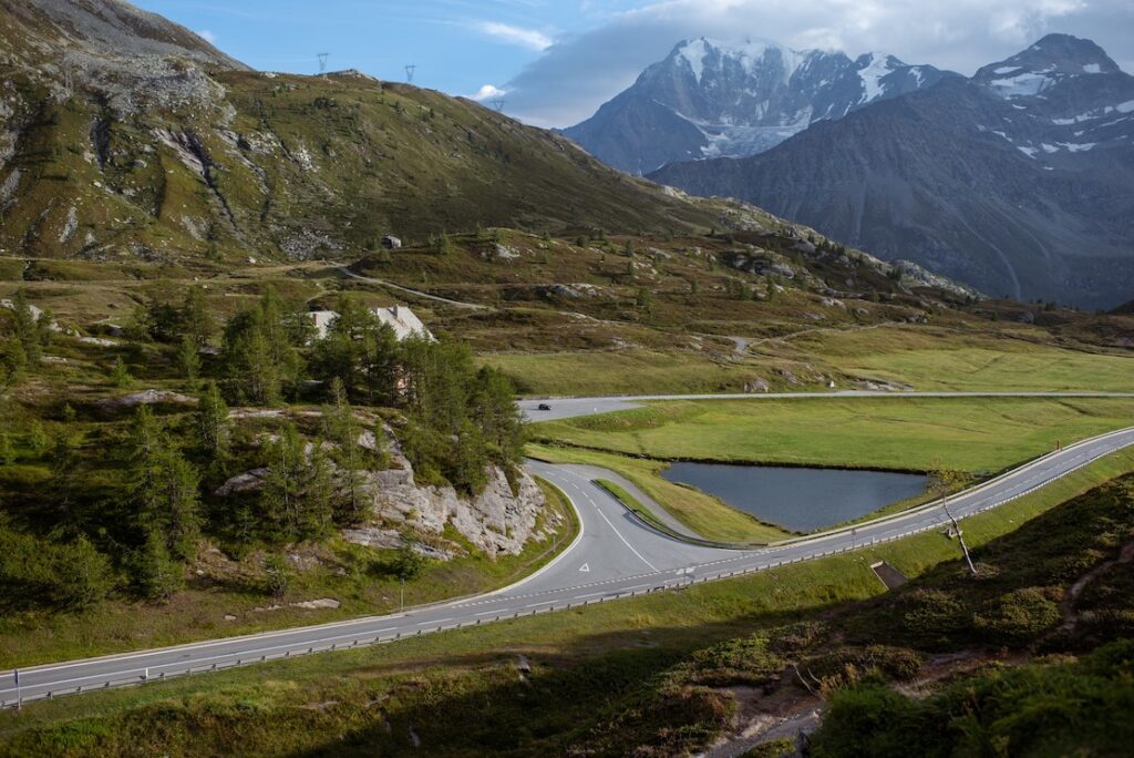 The Simplon Pass in the region of Brig Simplon, a high mountain pass that links Brig (Valais) with Domodossola in Northern Italy. 